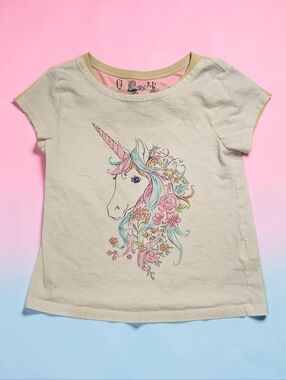 CYNTHIA ROWLEY Unicorn Floral Graphic Tee. Size 5/6. Excellent Condition!